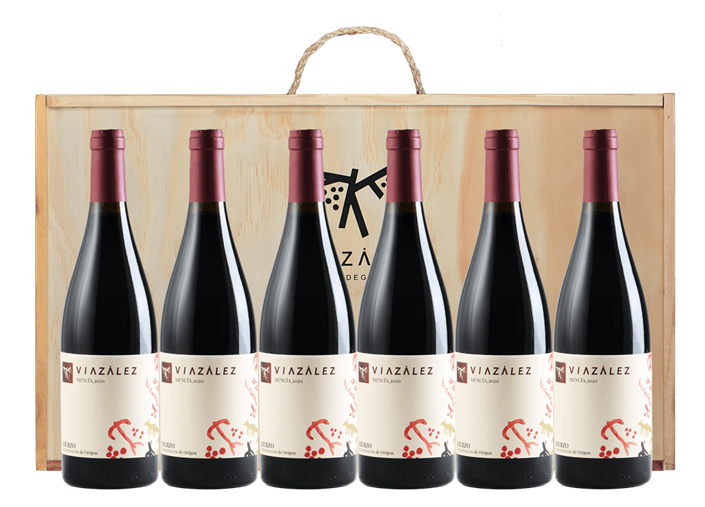 Pack 6 botellas de vino Viazález y estuche de madera