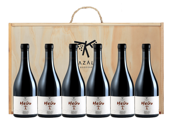 Pack 6 botellas de vino HeGo y estuche de madera